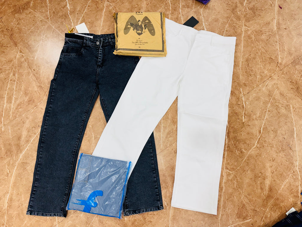 Girls baggy jeans and slim fit jeans assortment stock